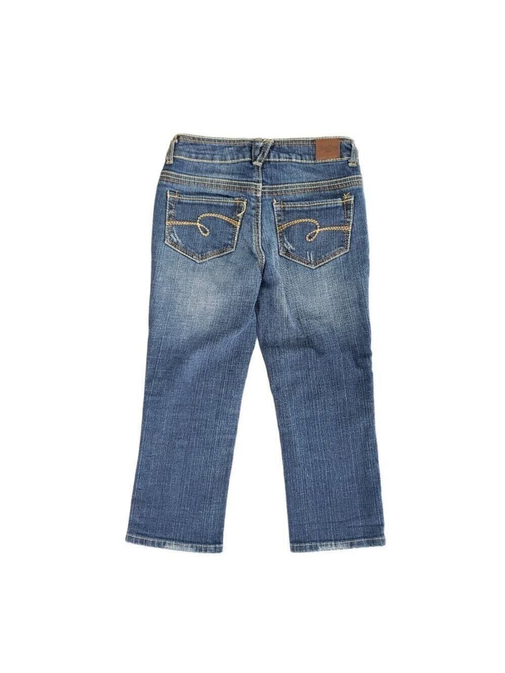Justice Girls Bootcut Jeans Size 12S Slim Blue Denim Embroidered Pocket - Picture 5 of 9